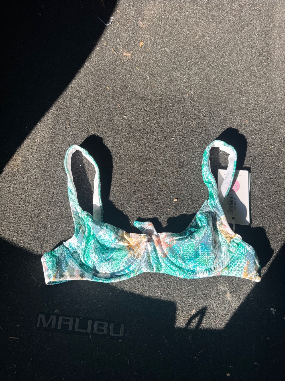 Vitamin A Teal and White Underwire Swim Top
